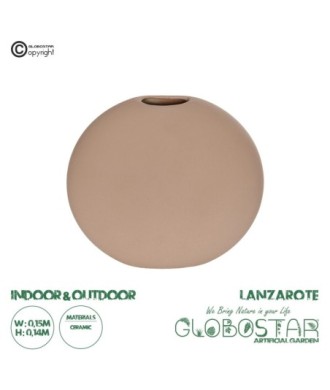 GloboStar® Artificial Garden LANZAROTE 21290 Διακοσμητικό Κεραμικό Βάζo Καφέ Π15 x Μ15 x Υ14cm